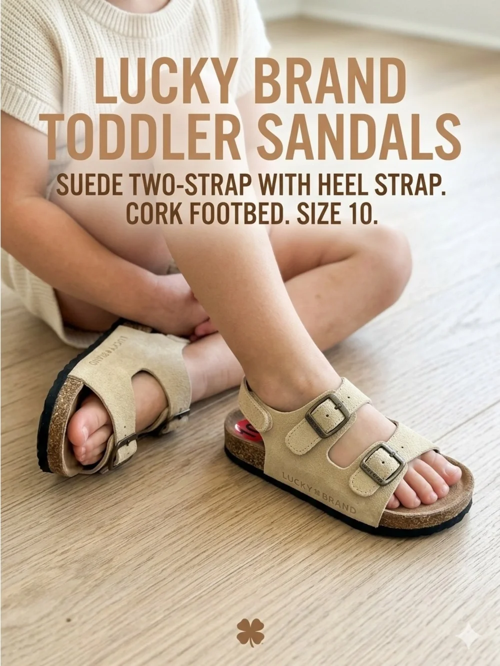 NWT Lucky Brand Blanc Toddler Double Strap Cork Sandals Size 10